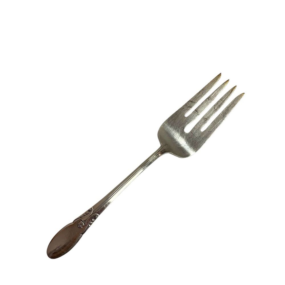 Vintage Alvin Plate Cold Meat Serving Fork 8 Inch Flower Design